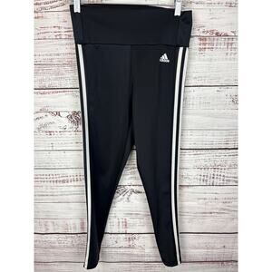 Womens Adidas AeroReady Black White Side Stripe Activewear Exercise Leggings S